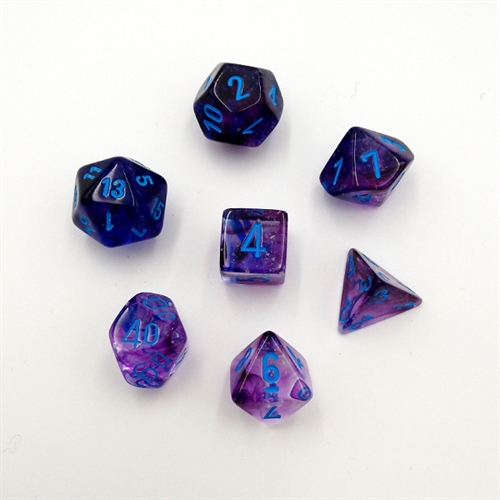 Nebula Nocturnal Blue - Polyhedral Rollespils Terning Sæt - Chessex